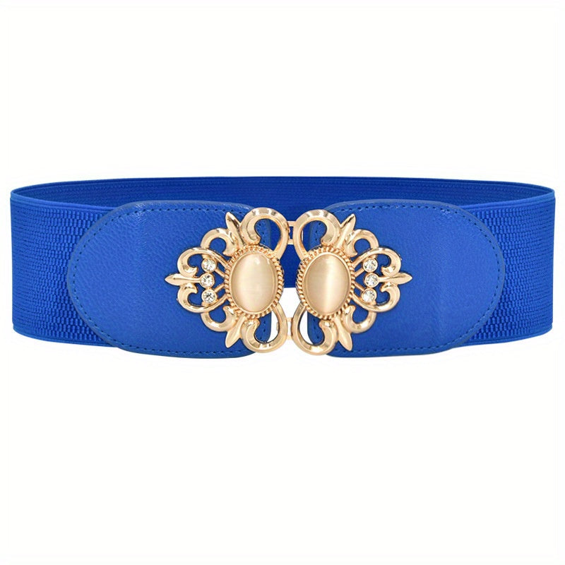 Elastic Wide Waist Cover Belt Rhinestone Waist Belt Hook Buckle Wrap Cinch Corset Wide Belt For Women For Dress