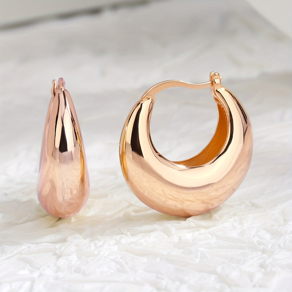 Chunky 18K Gold Plated Huggie Hoop Earrings Party Holiday Gifts For Women Girls 1Pair