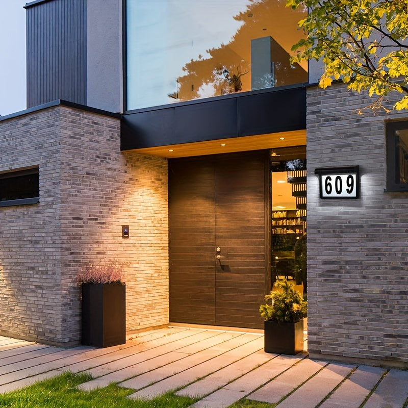 Brightly Lit Solar House Number Sign - Energy-Efficient, Waterproof, Outdoor Address Display for Home, Garden, Street, Yard - Durable Wall Mount