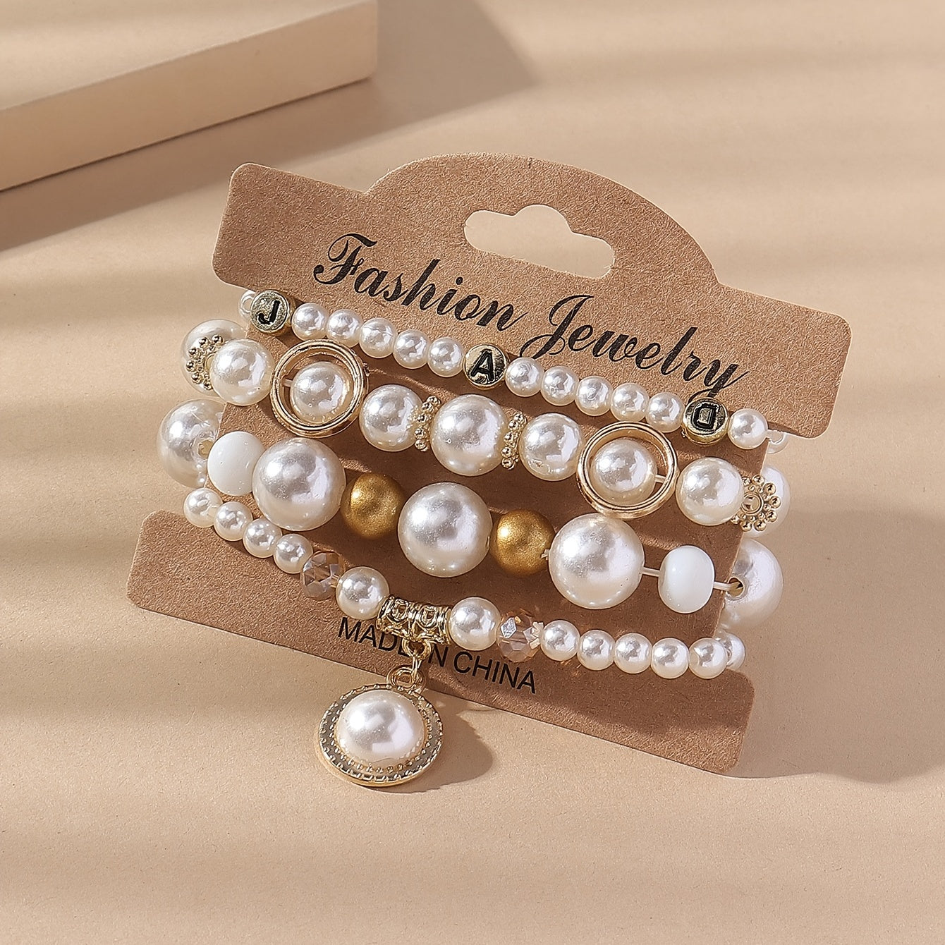 Vintage Beads & Faux Pearl Bracelets 4pcs/Set Accessories For Women
