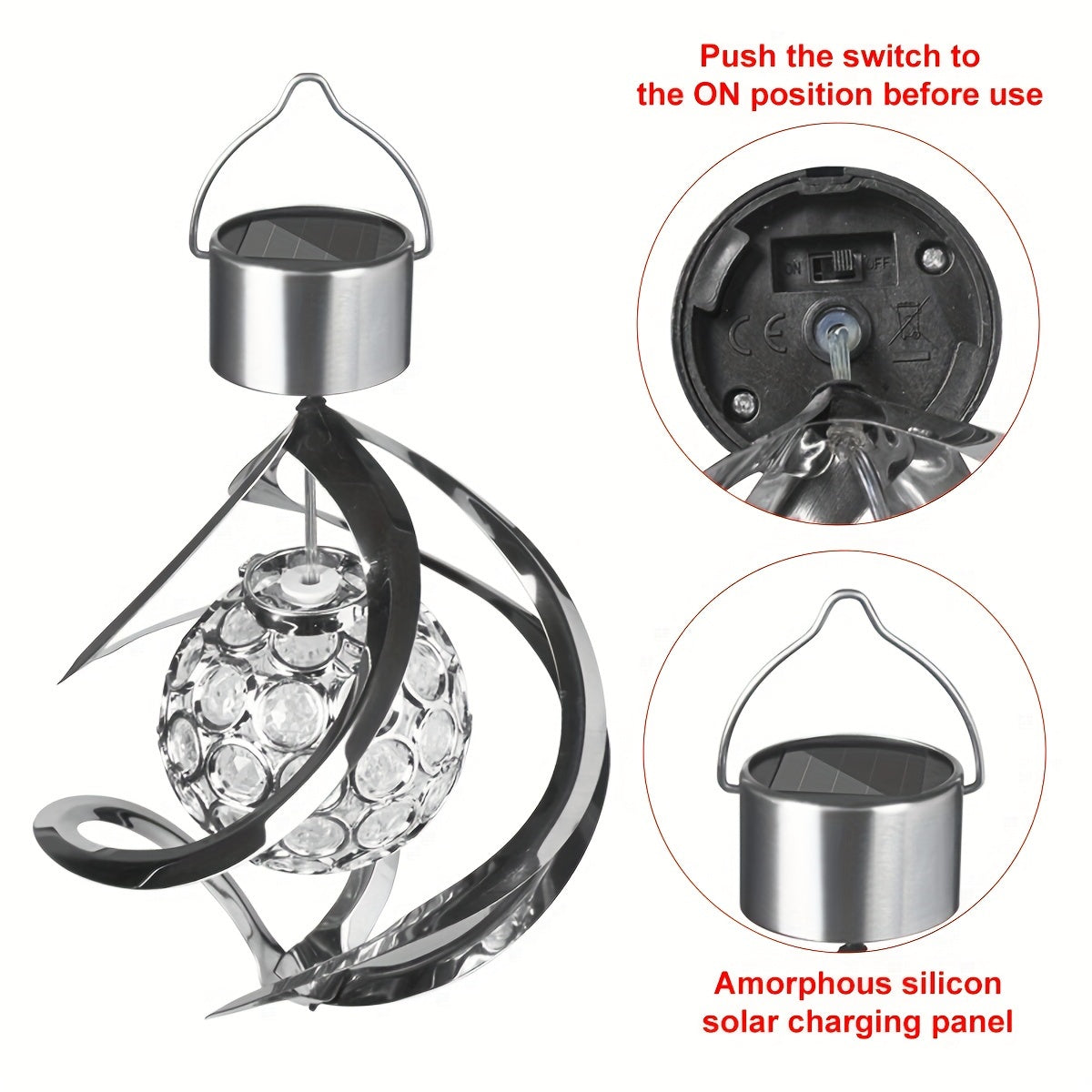 1pc Wind Spinner Solar Light, LED Wind Chimes, Outdoor Decor Changing Color Ball Wind Chimes Solar Hanging Lantern For Home Garden Outdoor Decoration