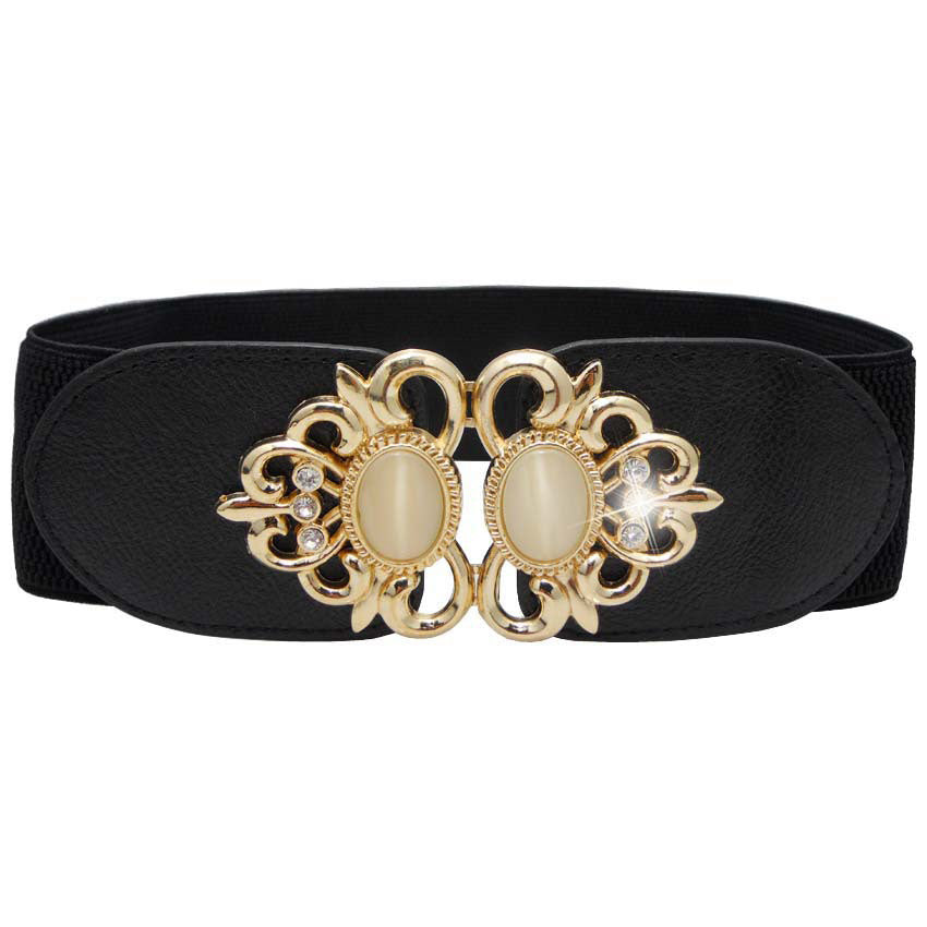 Elastic Wide Waist Cover Belt Rhinestone Waist Belt Hook Buckle Wrap Cinch Corset Wide Belt For Women For Dress