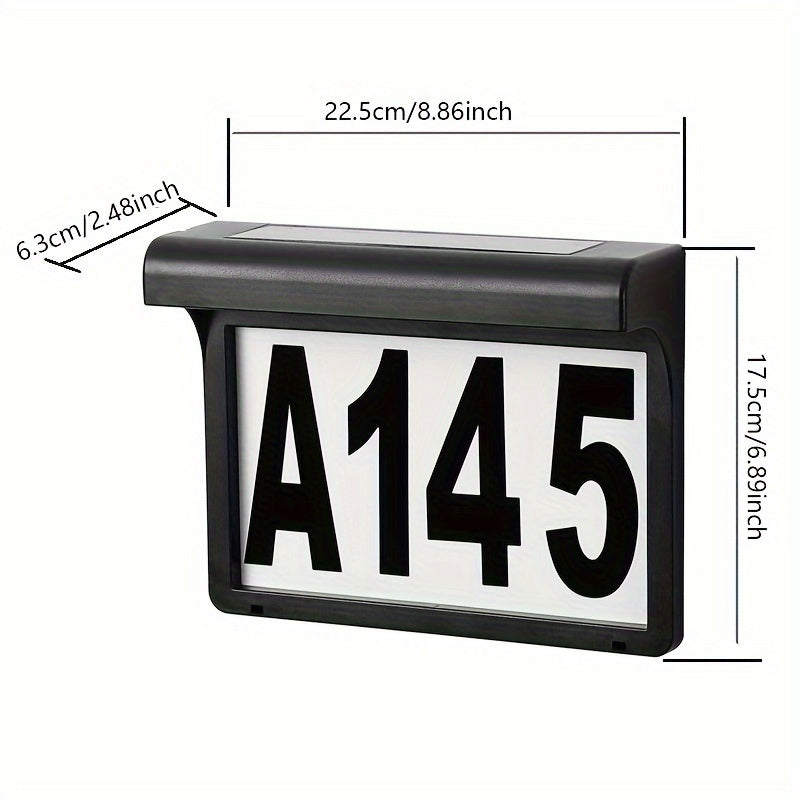 Brightly Lit Solar House Number Sign - Energy-Efficient, Waterproof, Outdoor Address Display for Home, Garden, Street, Yard - Durable Wall Mount