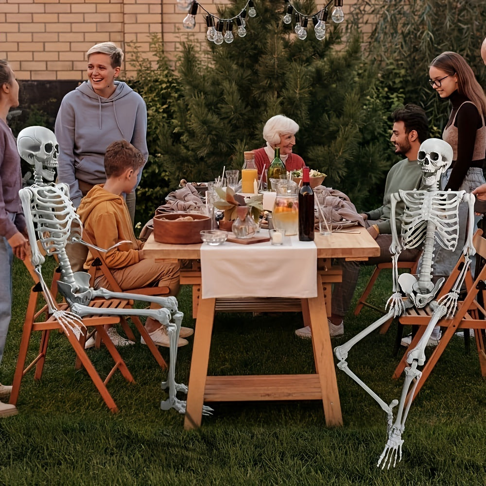 1pc Life-Size Creepy Fake Skeleton Sculpture - Realistic Halloween Decoration for Home, Garden, Haunted House, Party, and Spooky Season - Weather-Resistant, Durable, and Easy to Assemble