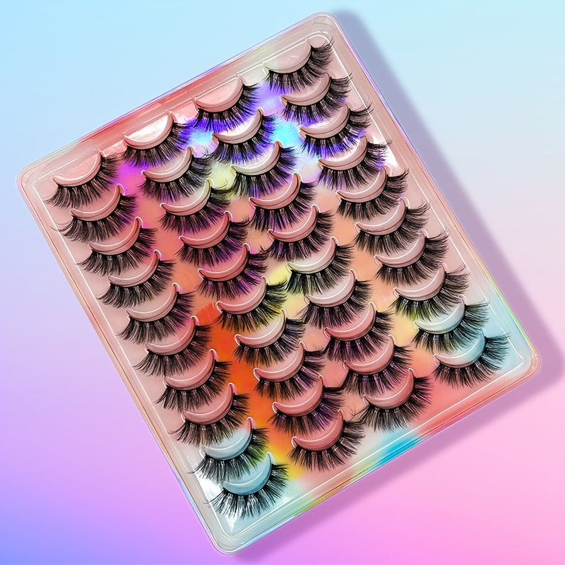 20 Pairs Natural False Eyelashes Fake Lashes Long Makeup 3D Faux Mink Lashes Extension Eyelash Mink Eyelashes For Beauty, Valentine's Day Gifts For Women
