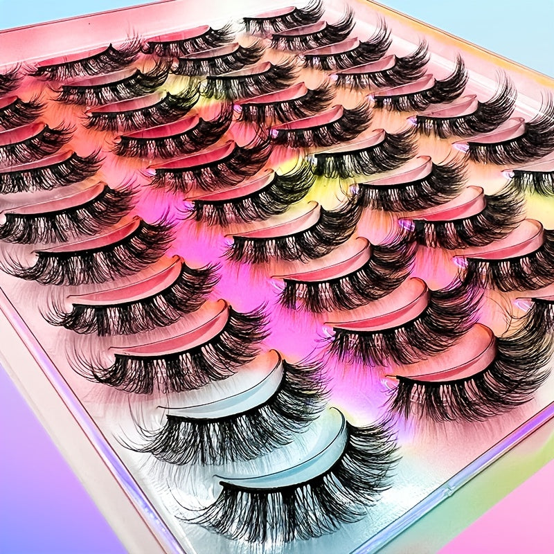 20 Pairs Natural False Eyelashes Fake Lashes Long Makeup 3D Faux Mink Lashes Extension Eyelash Mink Eyelashes For Beauty, Valentine's Day Gifts For Women