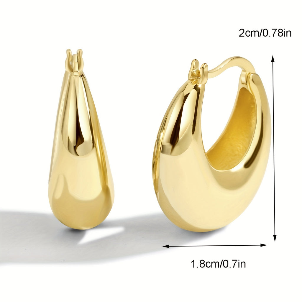 Chunky 18K Gold Plated Huggie Hoop Earrings Party Holiday Gifts For Women Girls 1Pair