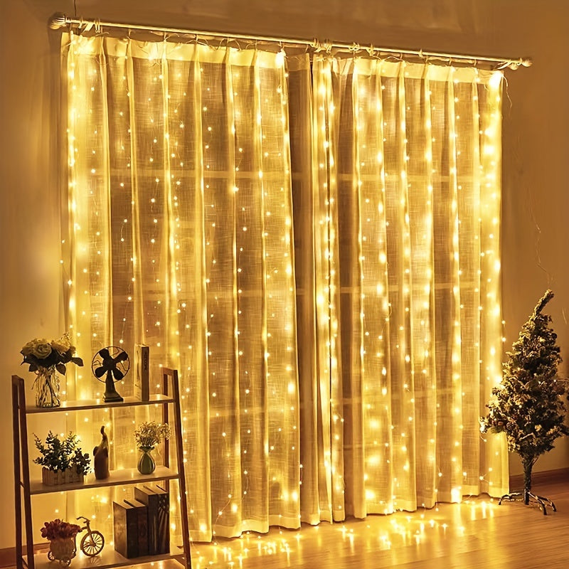 Curtain String Lights, 8 Modes Fairy Copper Light With Remote, USB Powered For New Year Christmas Bedroom Party, Wedding Home Garden Wall Decorations