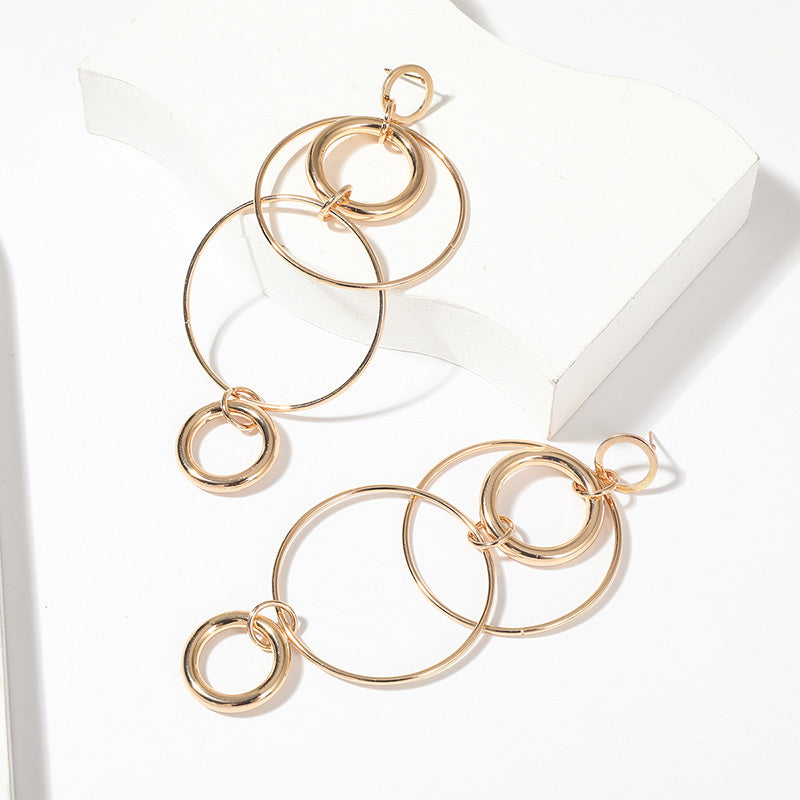 Big Hoop Earrings Personality Temperament Long Geometric Round Earrings For Women & Girls