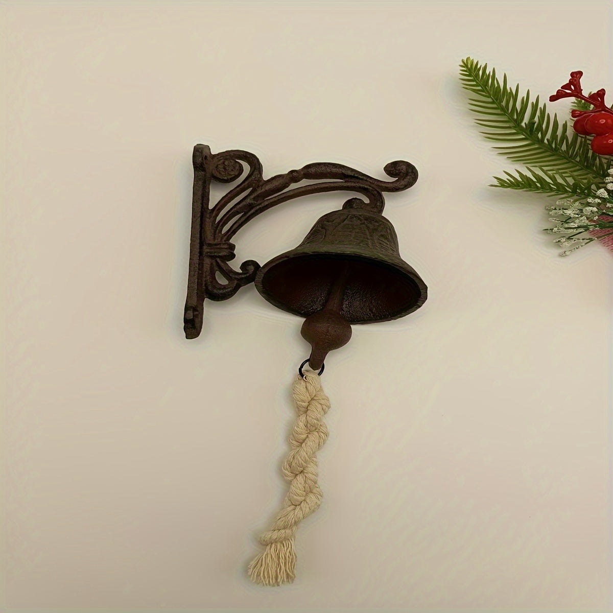 1pc Vintage American Country Style Iron Door Bell - Rustic Wall Mounted Decorative Bell for Home, Garden, Yard - Classic Design, Durable, Easy to Install