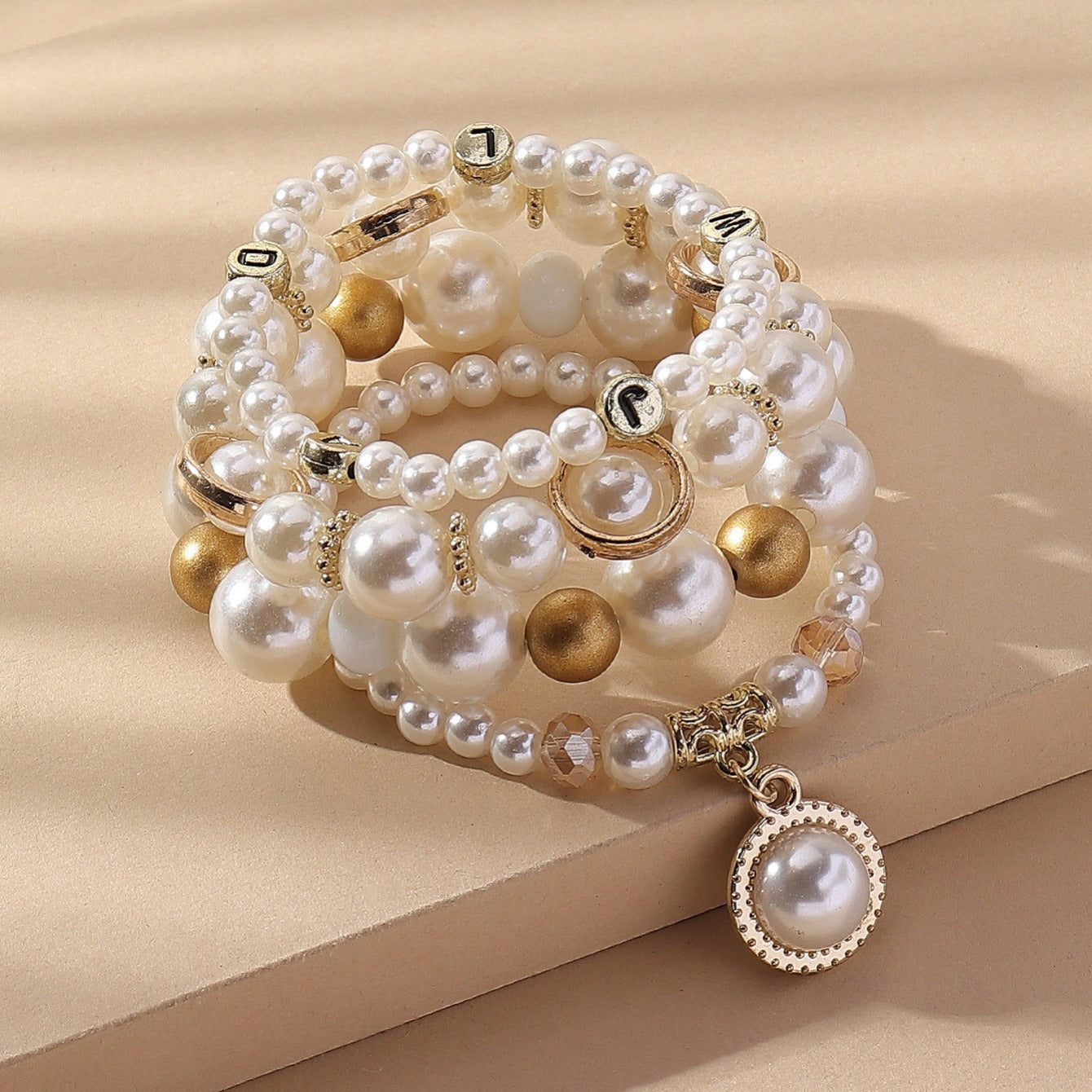 Vintage Beads & Faux Pearl Bracelets 4pcs/Set Accessories For Women