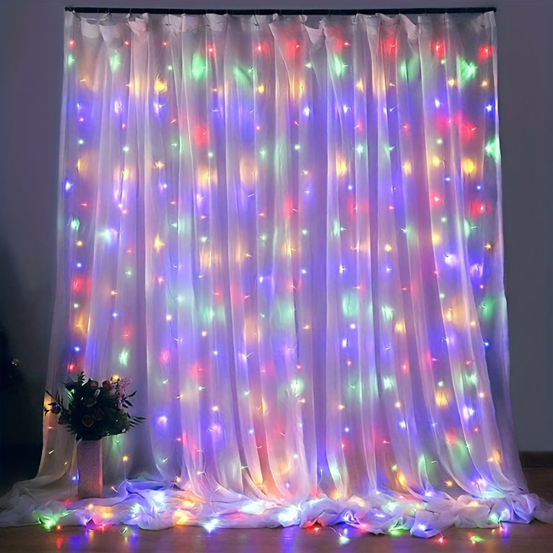 Curtain String Lights, 8 Modes Fairy Copper Light With Remote, USB Powered For New Year Christmas Bedroom Party, Wedding Home Garden Wall Decorations