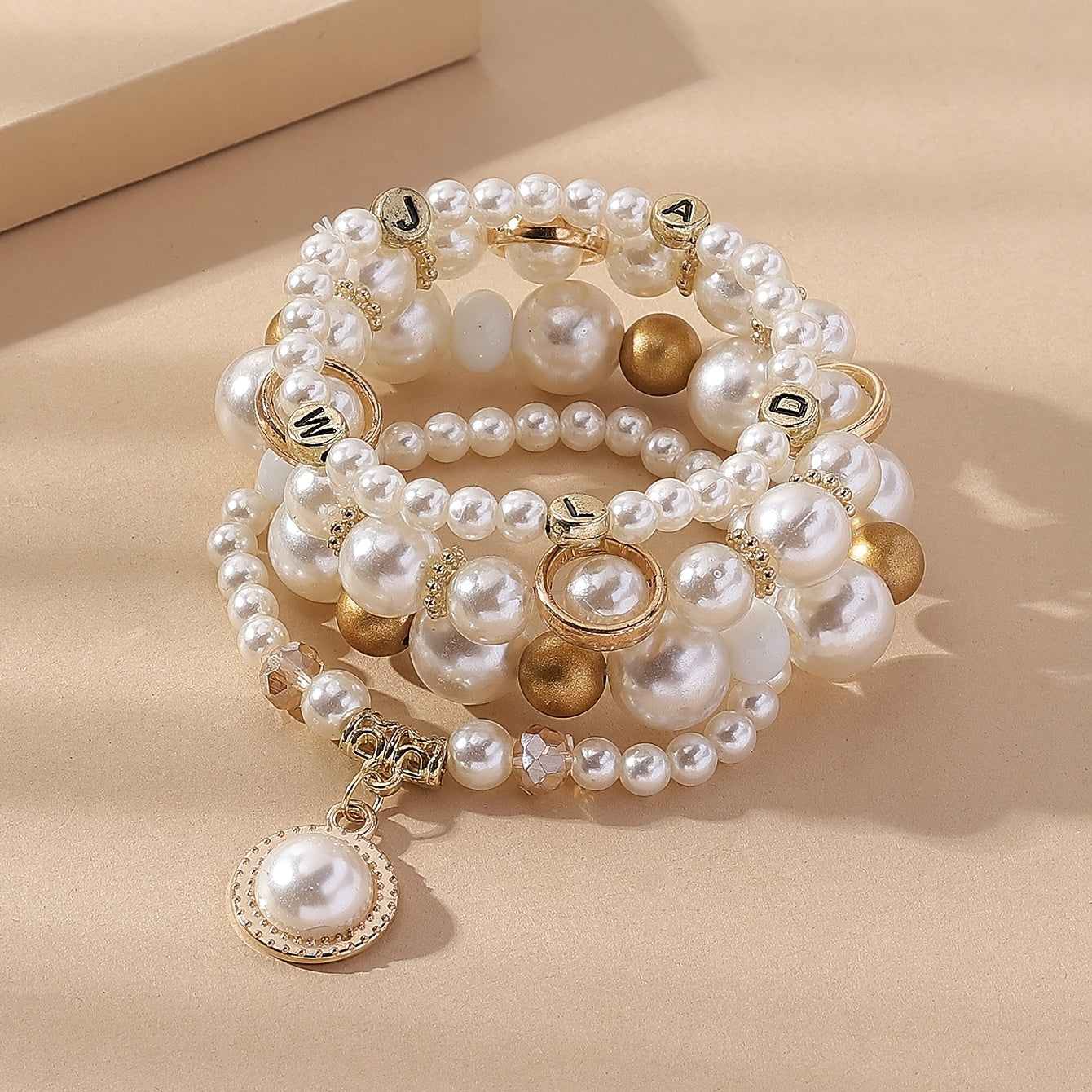 Vintage Beads & Faux Pearl Bracelets 4pcs/Set Accessories For Women