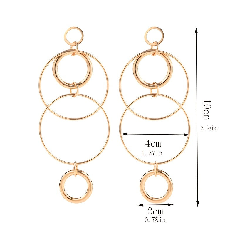 Big Hoop Earrings Personality Temperament Long Geometric Round Earrings For Women & Girls