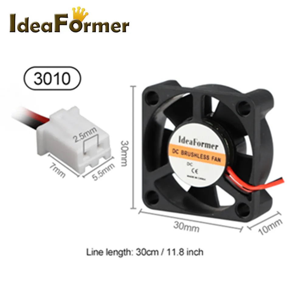 3D Printer Accessories Cooling Fan 5/12/24V 6015/5010/4010/3010/2510mm Fan Cooler Cooling Turbo Brushless Fans With 2Pin XH2.54