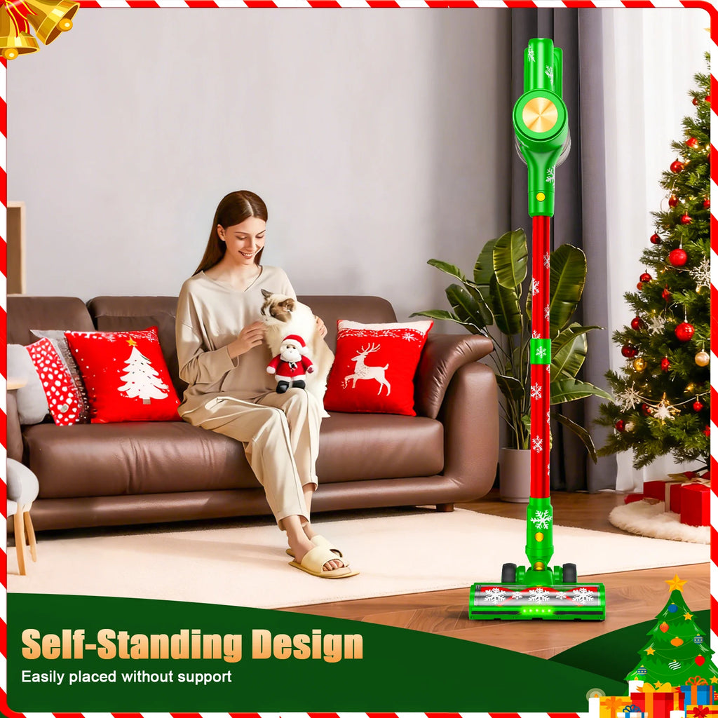 Christmas Cordless Stick Vacuum Cleaner Powerful Suction Self-Standing Household Hotel Car Pet Hair Carpet Cleaning Dry HEPA