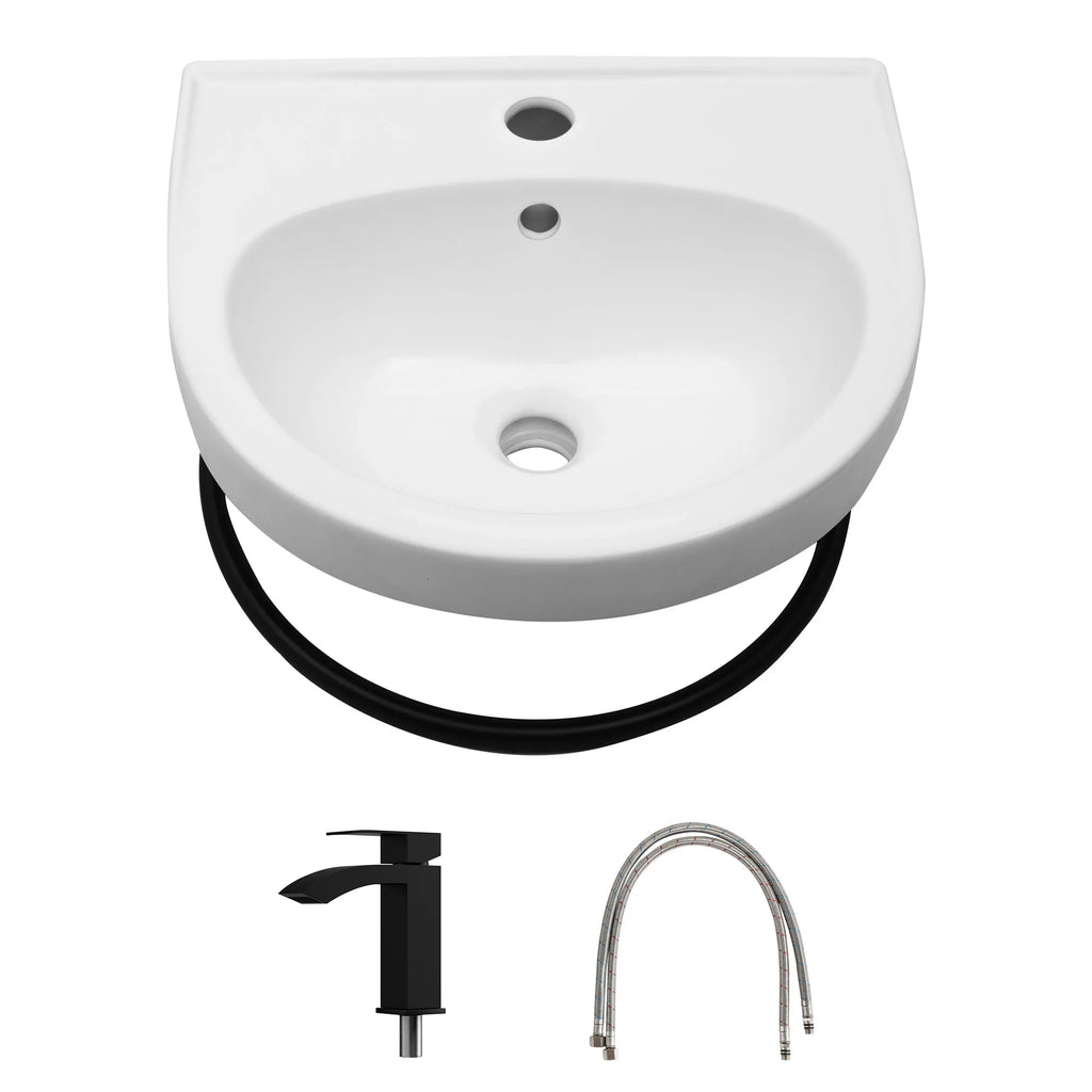 Free Shipping  USA Stock White Ceramic Wash Basin Wall Hung Art Basin Modern Bathroom Sinks Wall Mount Hand Washing Bowl