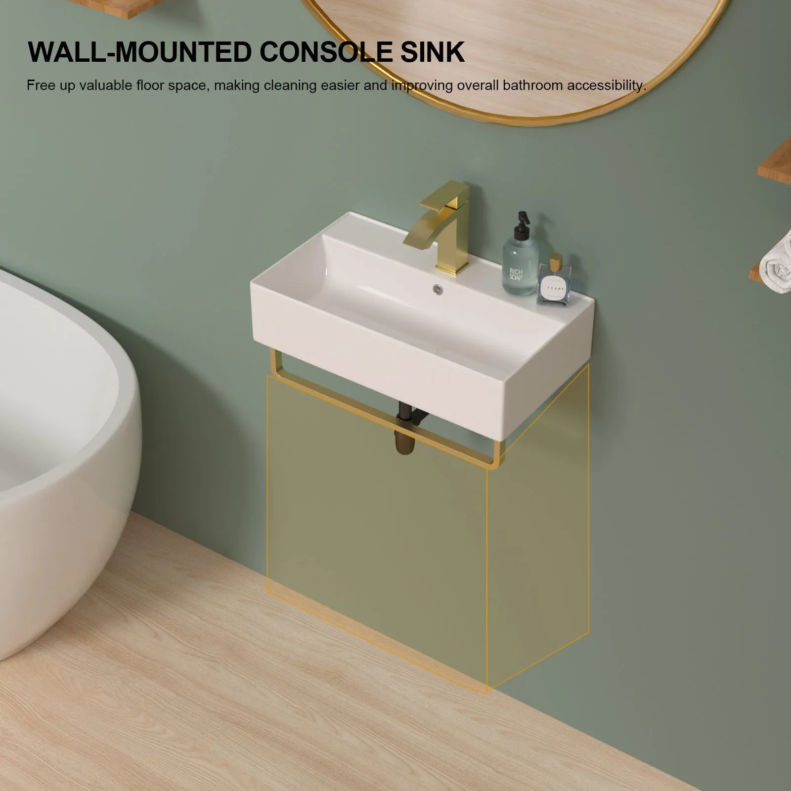 US Stock Free Shipping White Ceramic Wash Basin 21*12 Inch Wall Mounted Art Basin with  Faucet Wall Hang Bathroom Sink