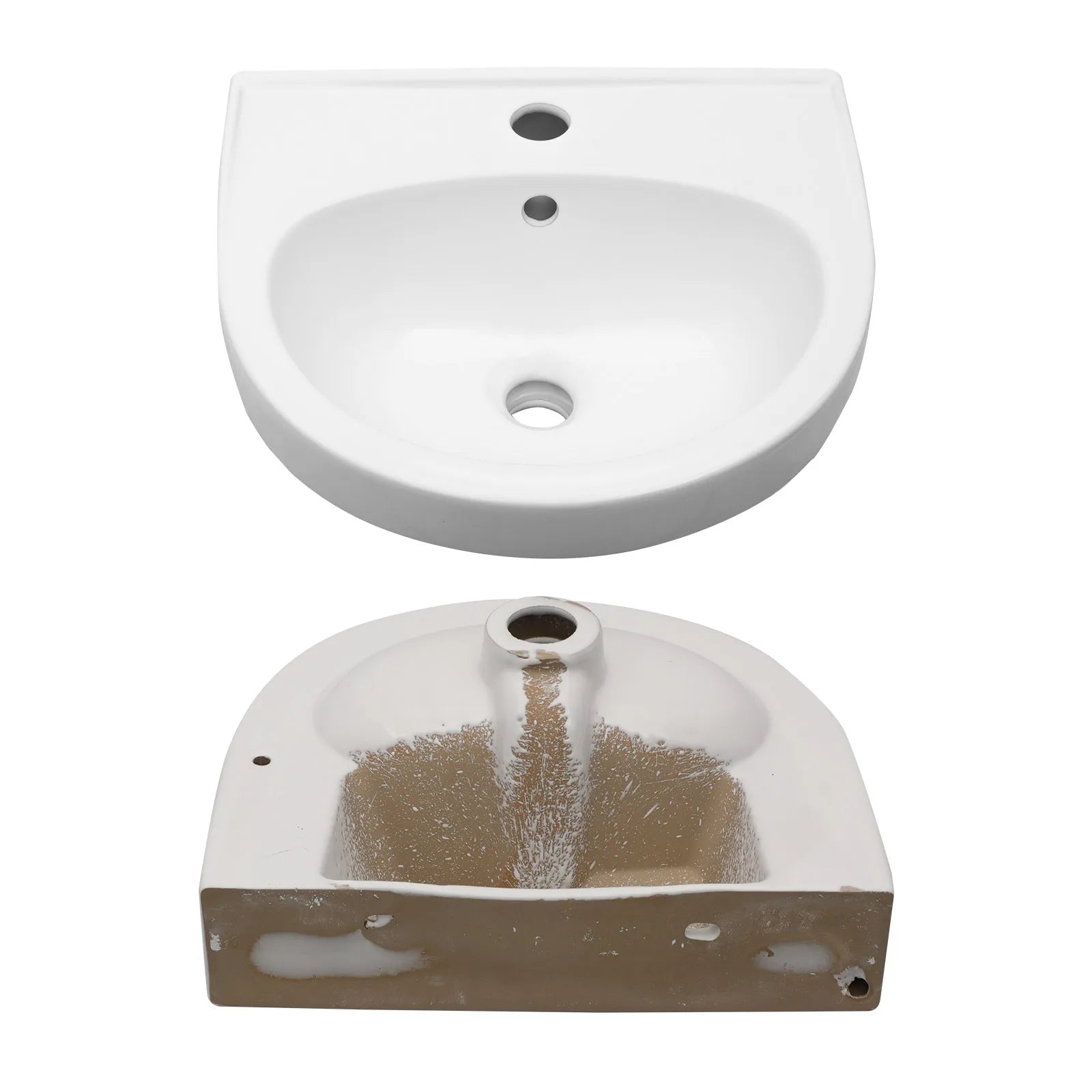 Free Shipping  USA Stock White Ceramic Wash Basin Wall Hung Art Basin Modern Bathroom Sinks Wall Mount Hand Washing Bowl