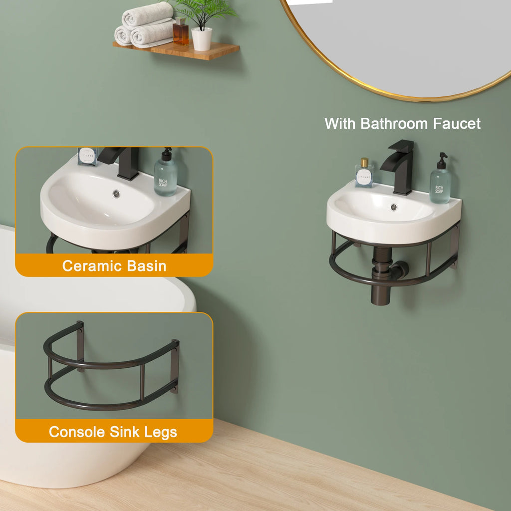 Free Shipping  USA Stock White Ceramic Wash Basin Wall Hung Art Basin Modern Bathroom Sinks Wall Mount Hand Washing Bowl