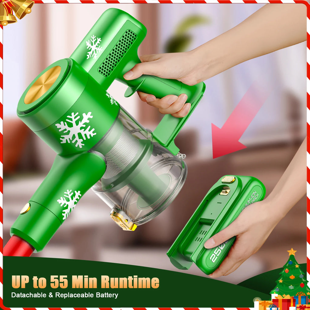 Christmas Cordless Stick Vacuum Cleaner Powerful Suction Self-Standing Household Hotel Car Pet Hair Carpet Cleaning Dry HEPA