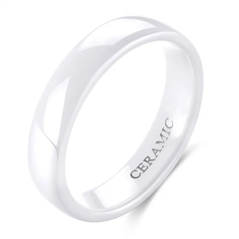 Tigrade 2/4/6mm White Ceramic Ring Black Wedding Engagement Band Men Women Rings Anti-Allergy Minimalist Female Anillos Gentle