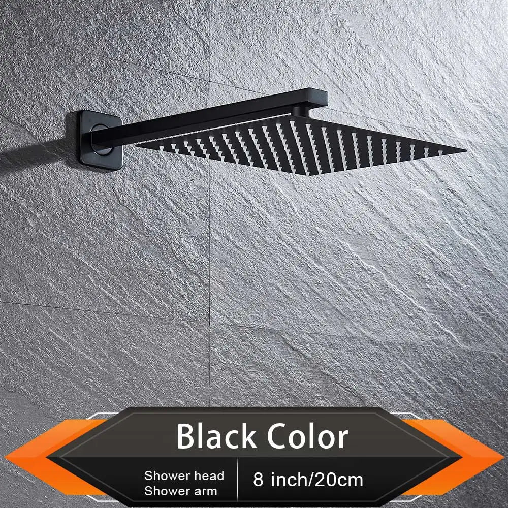 Rozin Brushed Golden Rainfall Shower Head Bathroom 8/10/12" Ultrathin Style Top Shower Head with Wall Mounted Shower Arm