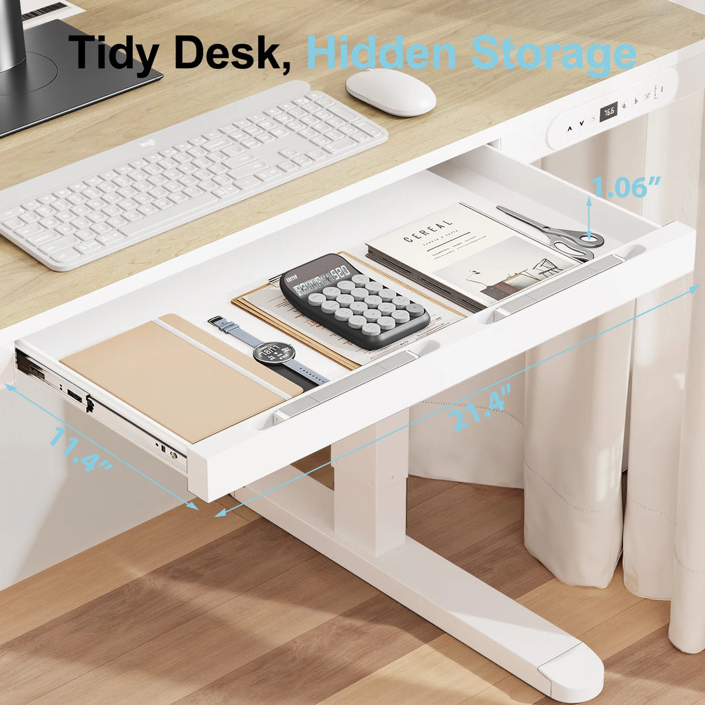 Dropshipping Height Adjustable Desk Standing Desk with Drawer,Wireless Charging & Cable Management Tray