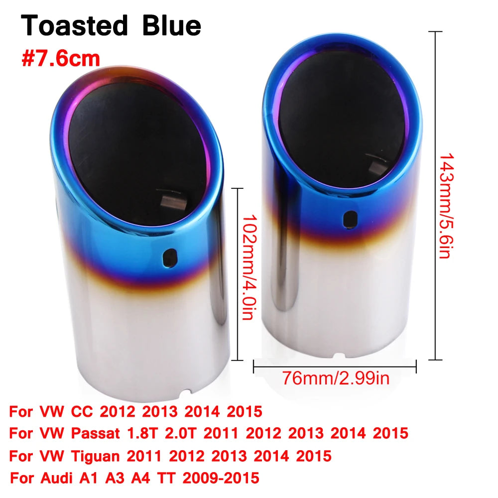 2 pezzi/set di coperture per tubi di scarico in acciaio inossidabile cromato per Audi A1 A3 A4 TT 2009-2015/VW Volkswagen PASSAT