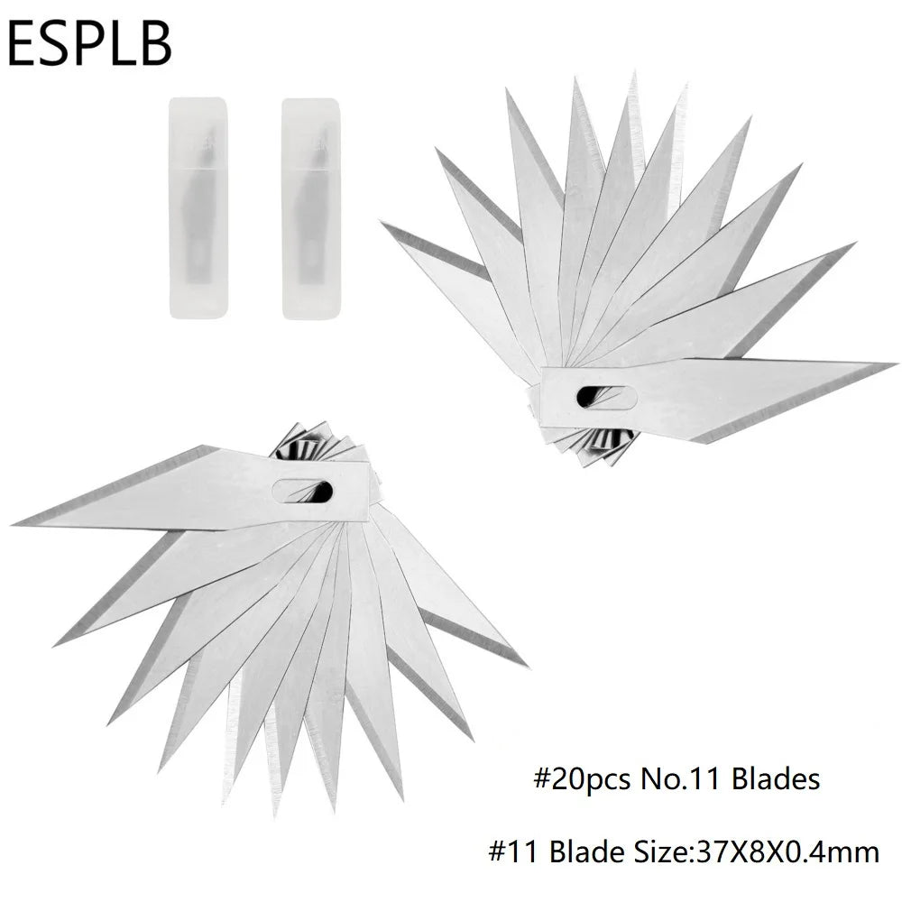 Engraving Non-Slip Metal Scalpel Knife Kit + 50/20/10/5pcs #11 Blades Cutter Craft Knives for Mobile Phone PCB Repair Hand Tools