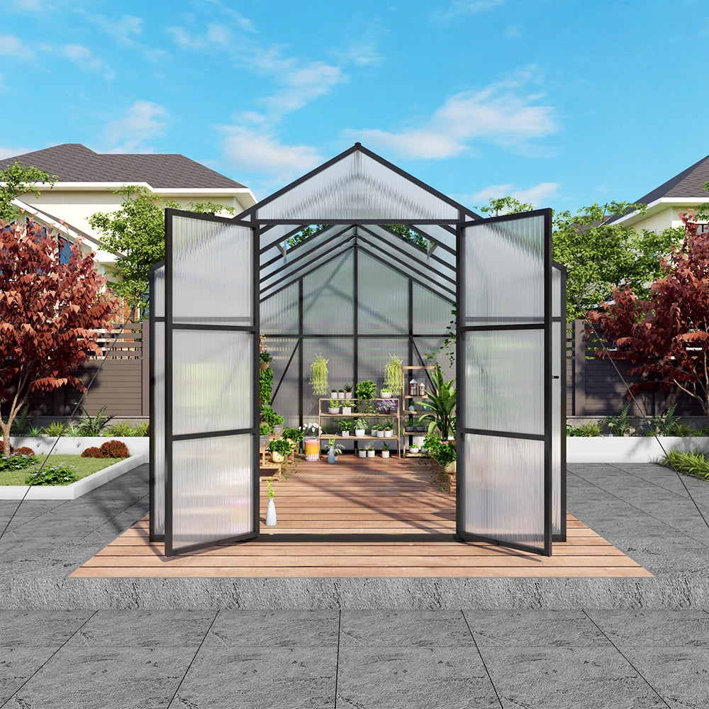 8*12ft Free Shipping in Stock Polycarbonate  with Strong Wind Protection and Roof Ventaffordable Sunroom Installation Texas