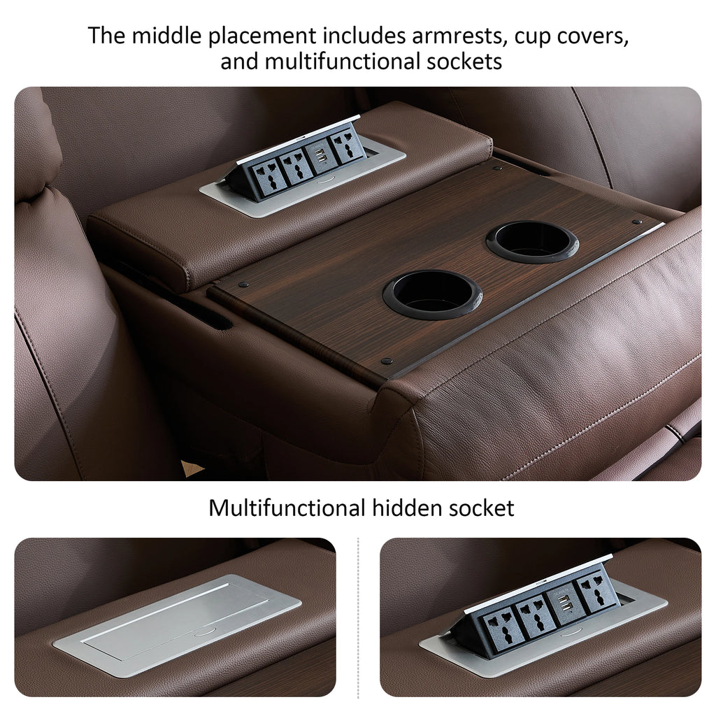 Free Shipping in Stock  Modern Living Room Furniture Leather Electric 3 Seater Recliner Sofa Set