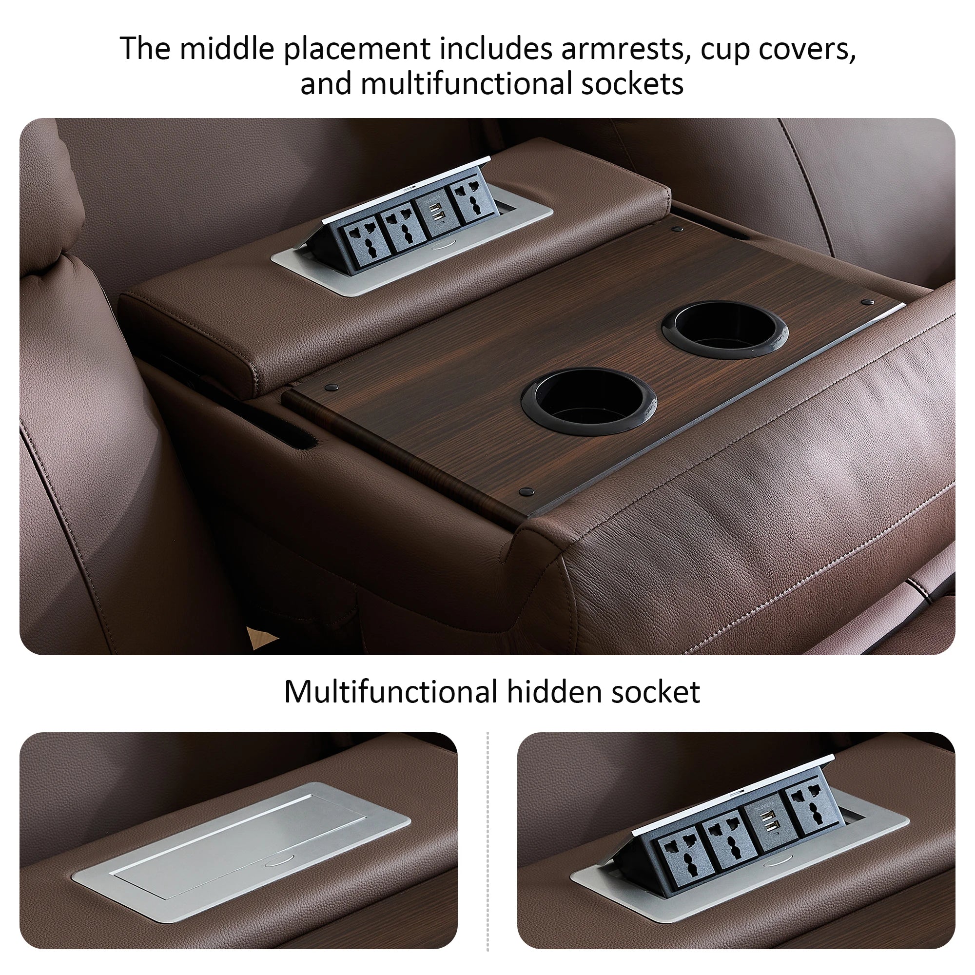 Free Shipping in Stock  Modern Living Room Furniture Leather Electric 3 Seater Recliner Sofa Set