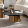 Modern Round Coffee Table Sturdy Pedestal Wooden Tea Table Side Table for Living Room Easy to Assemble