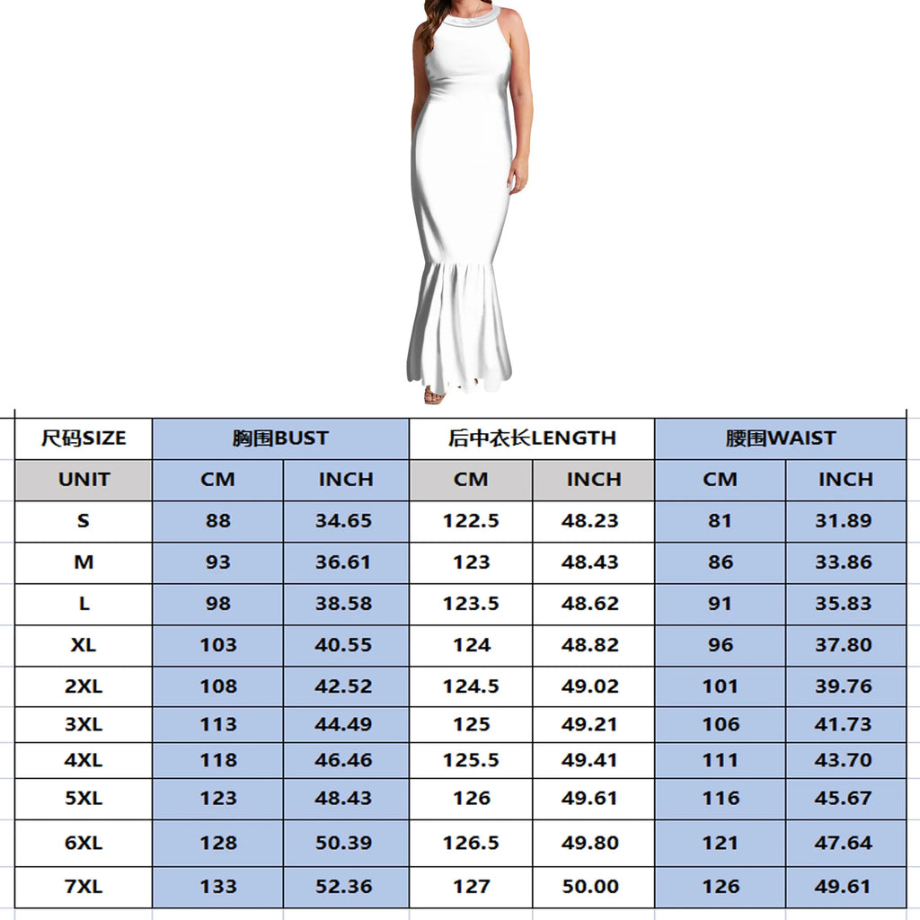 Undefined Polynesian Tribal Long Bodycon Sleeveless Mermaid Evening Dresses Tie Knotted Back Women's Fishtail Casual Dresses