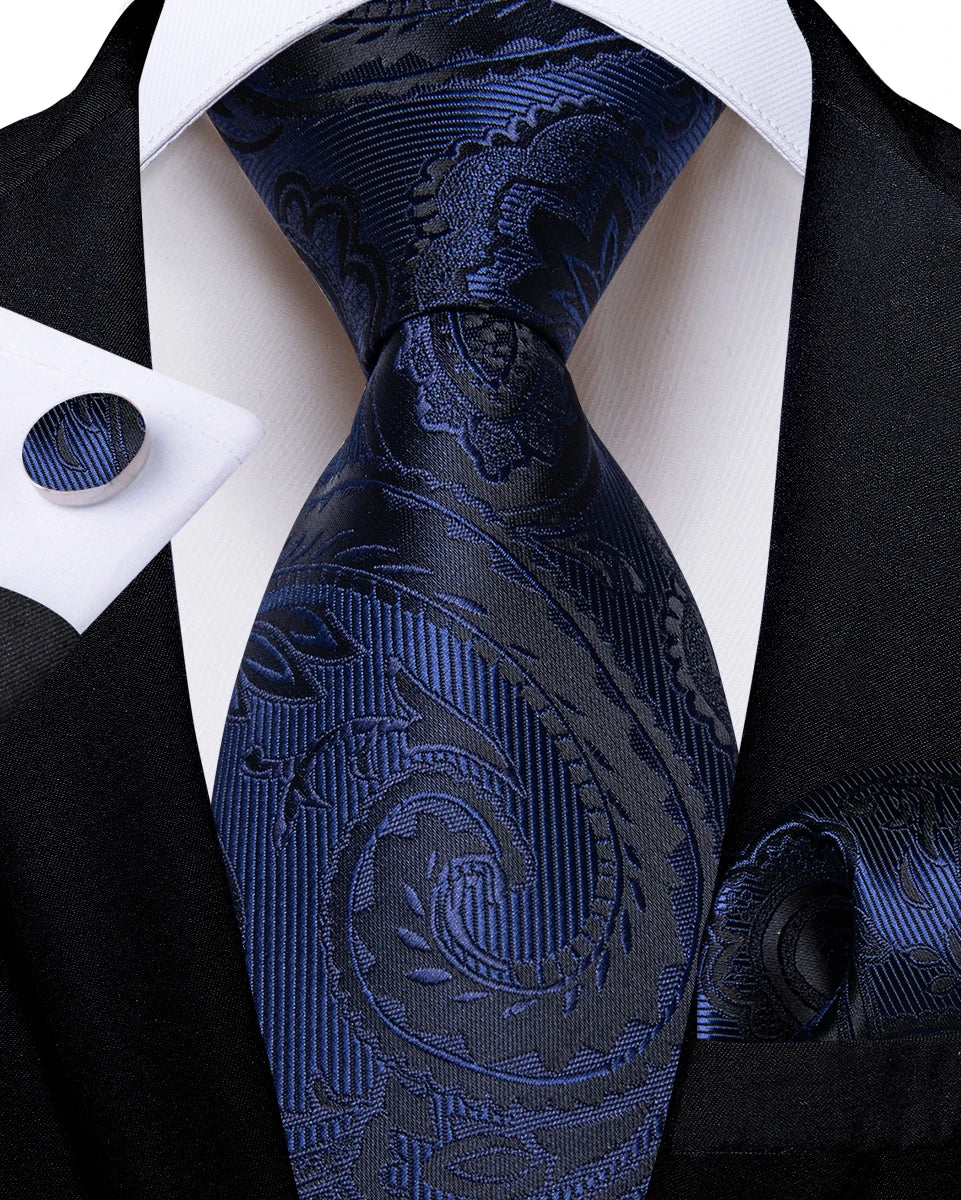 Free Shipping Men's Tie Ties Mens Necktie Pocket Square Cufflinks Set Hankie Cufflinks US