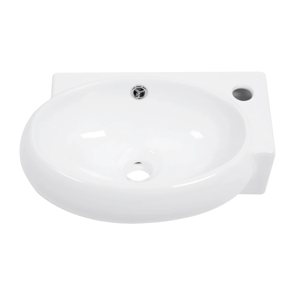 Free Shipping Right Faucet Hole White Ceramic Wash Basin Wall Hung Art Basin Modern Bathroom Sinks Wall Mount Hand Washing Bowl
