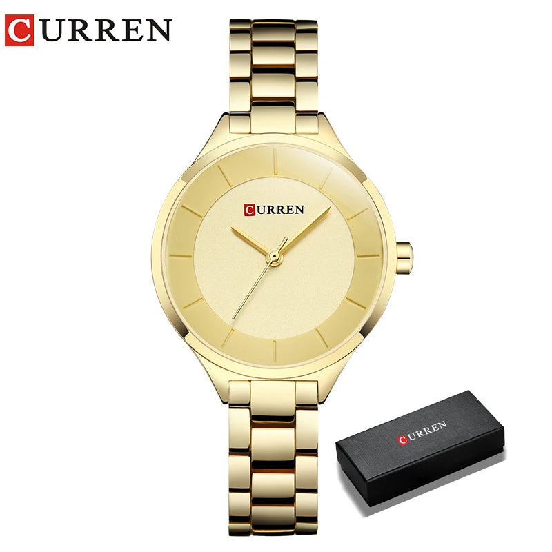 CURREN Top Brand Fashion Ladies Watches Stainless Steel Band Quartz Female Wrist Watch Ladies Gifts Clock Relogio Feminino