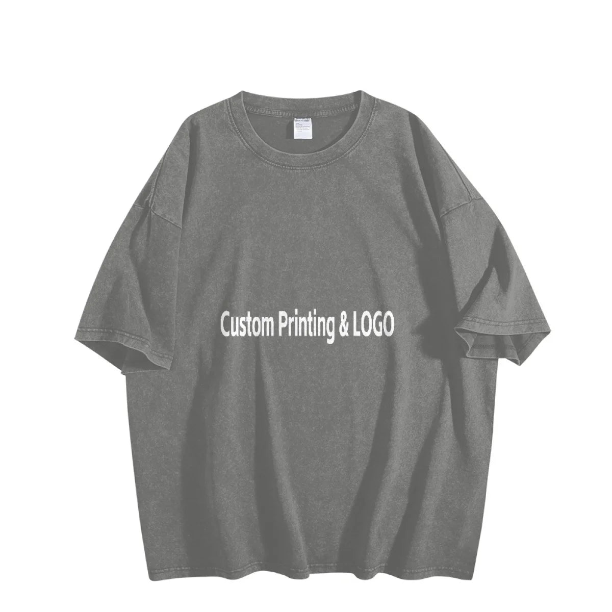 Made in USA Free Shipping  MOQ-1 3-Day Custom LOGO 2D Printing Washed 100%Cotton T-Shirt Snowflake Shirts Men's Oversize Shirts