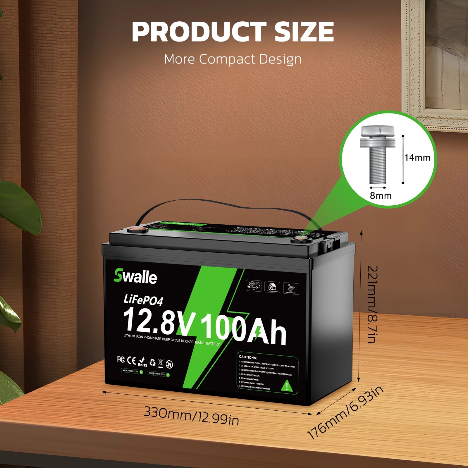 Swalle Free Shipping 12.8V 12V 50Ah 100Ah 200Ah 300Ah Battery Pack Lifepo4 Solar System RV ElectricCar Scooter Motorcycle Boat
