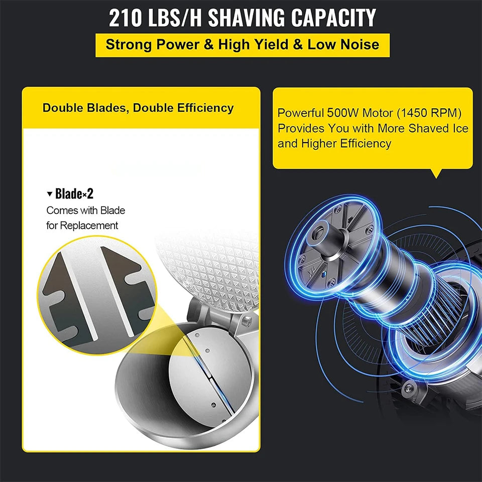 HK300F Electric Snow Cone Shaved Ice Crusher Maker Durable with Safety Cover