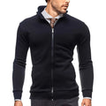 Free Shipping to the USA High-Quality Wholesale Fashion Men's Solid Jacket Coat Zipper-Up Stand Collar Sweatshirt Jacket Coat