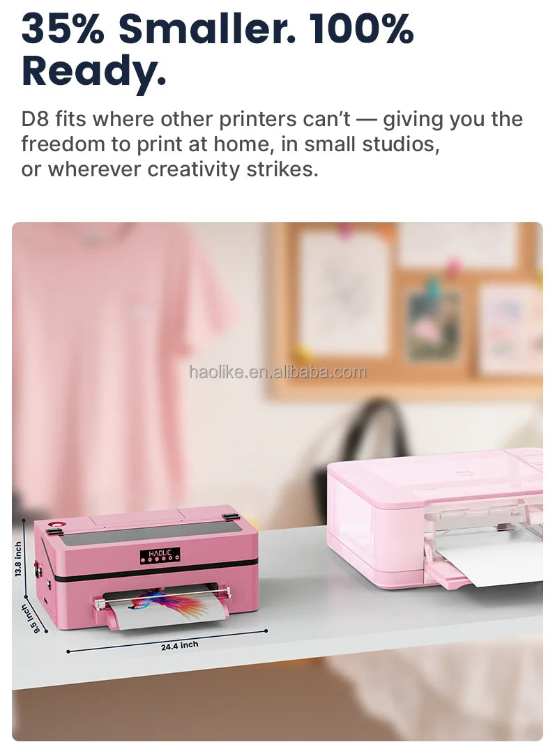 Haolic New Pink DTF Printer 13" - XP600, Perfect for Small Business Apparel Printing Free Shipping