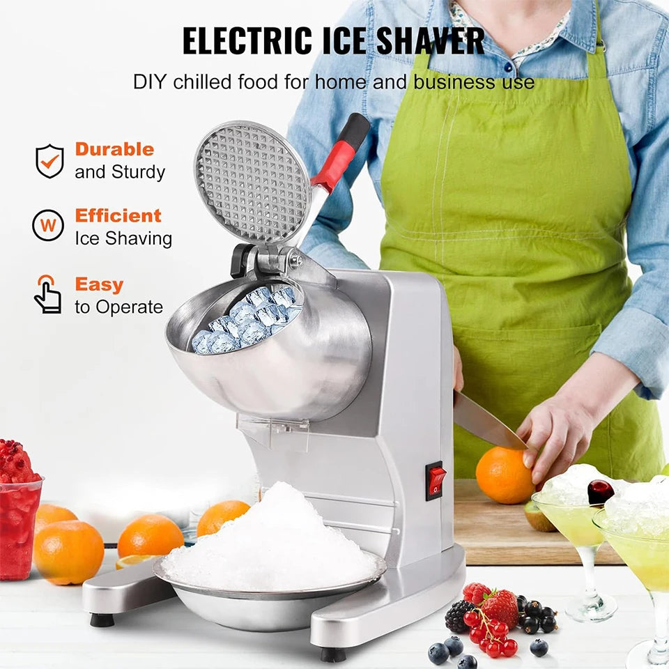 HK300F Electric Snow Cone Shaved Ice Crusher Maker Durable with Safety Cover
