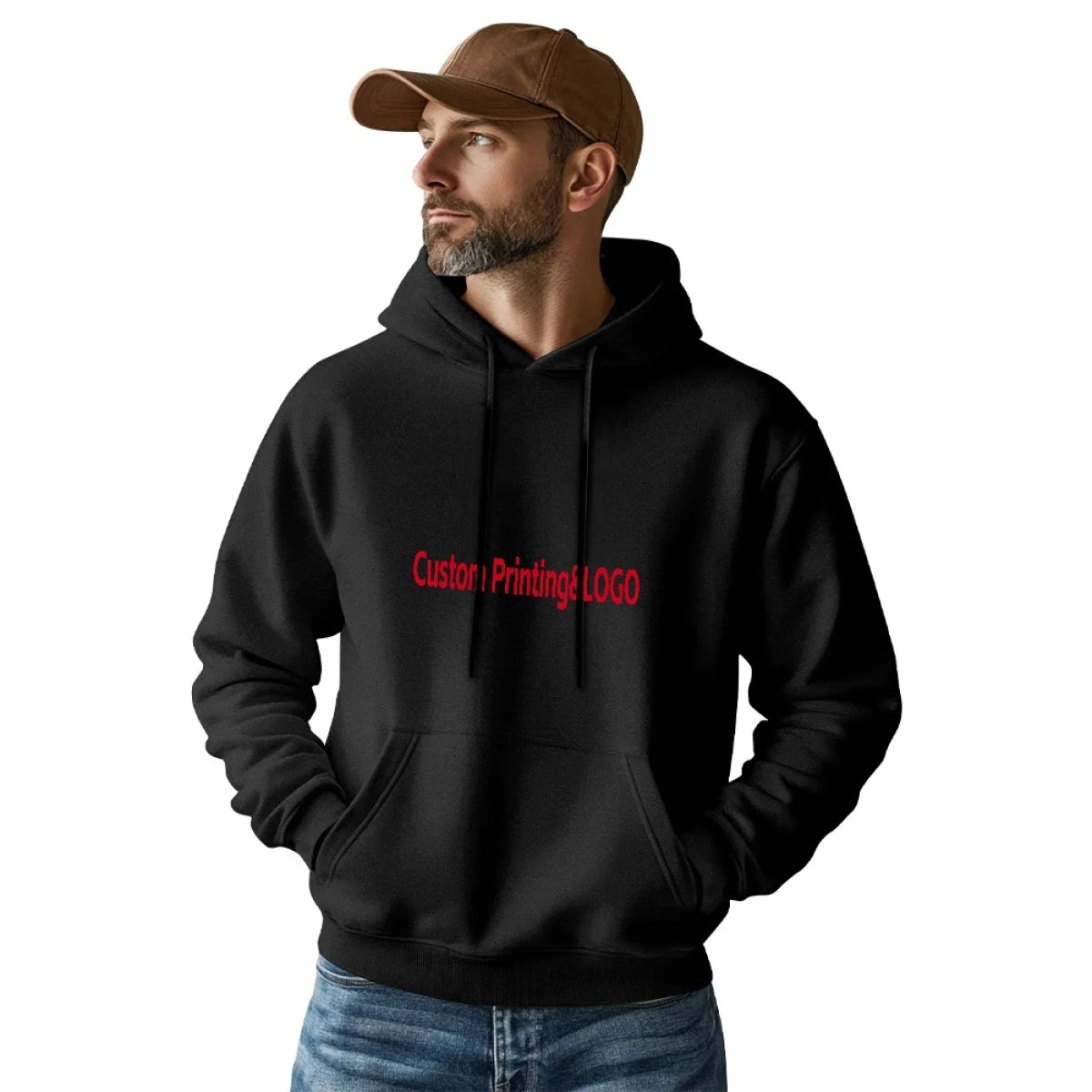 Made in USA Free Shipping MOQ=1Custom Men's Essential Casual Hoodie Heavyweight 2D Print DTG Process Sweatshirt Graphic Pullover