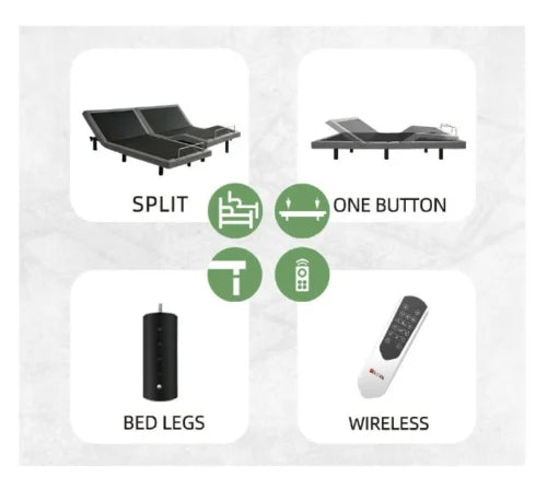 FREE SHIPPING Pronova Motion Queen Adjustable Bed Base Frame with Wireless Remote, Head and Foot Incline, Intelligent Sleep Aid