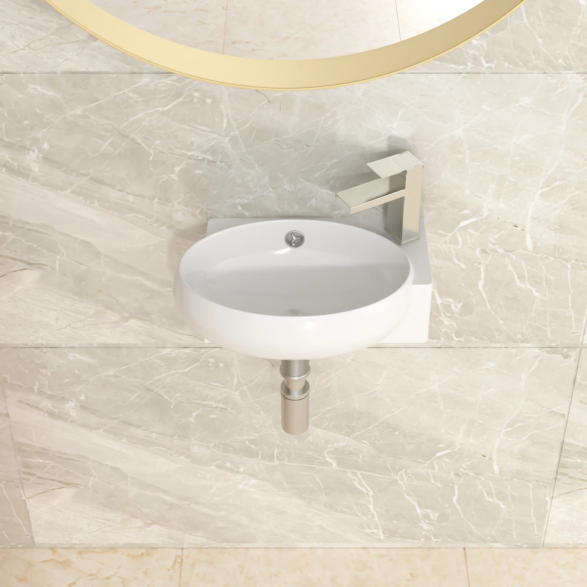 Free Shipping Right Faucet Hole White Ceramic Wash Basin Wall Hung Art Basin Modern Bathroom Sinks Wall Mount Hand Washing Bowl