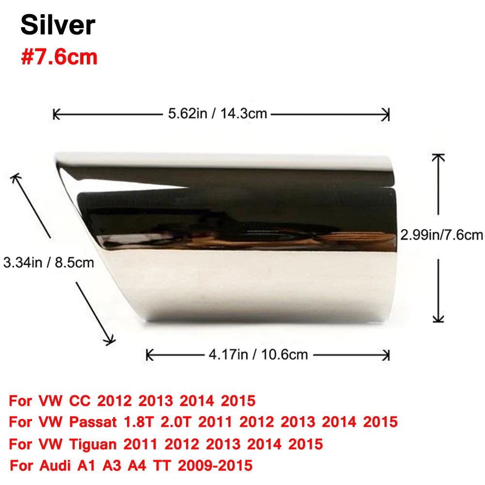 2 pezzi/set di coperture per tubi di scarico in acciaio inossidabile cromato per Audi A1 A3 A4 TT 2009-2015/VW Volkswagen PASSAT