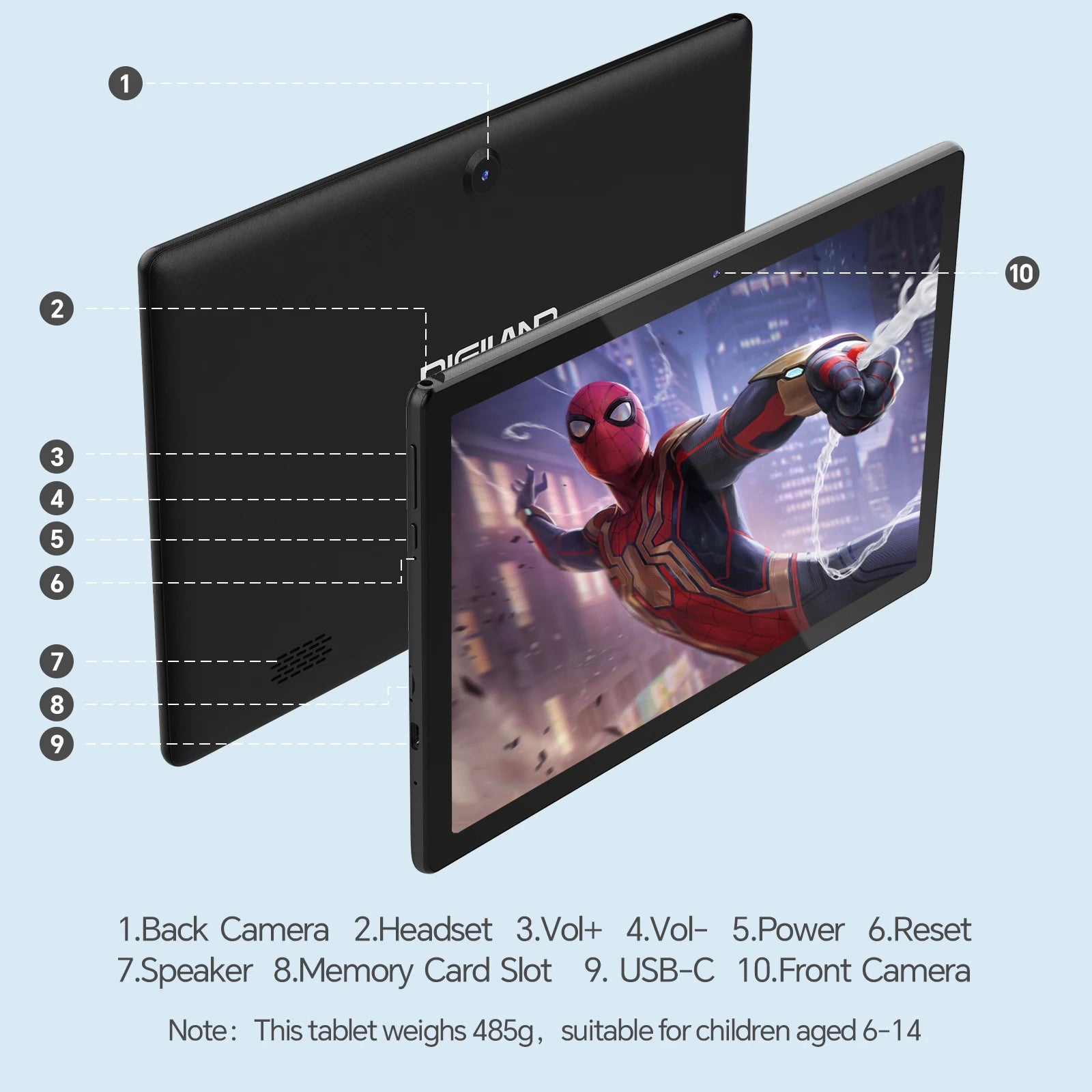 USA Shipping Mini 10 Inch Kids Tablet Children Educational Little Tablet PC With Free Shipping