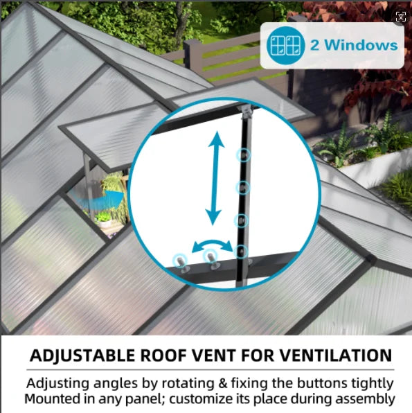 8*12ft Free Shipping in Stock Polycarbonate  with Strong Wind Protection and Roof Ventaffordable Sunroom Installation Texas